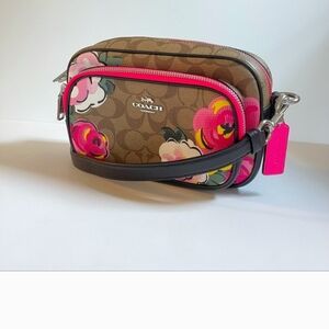 Coach Brown and Pink Floral Women's Bag